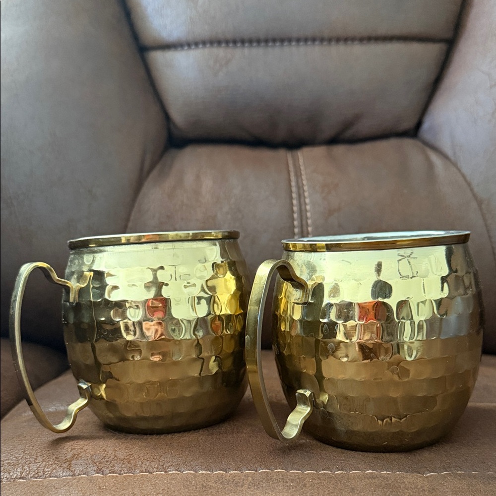 Hammered Brass Moscow Mule Mug - Set of 2